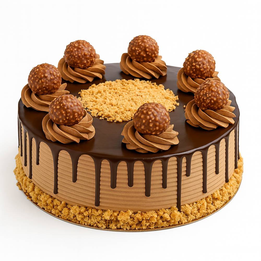 Gâteau Ferrero Rocher 9″ – Chocolat & noisettes