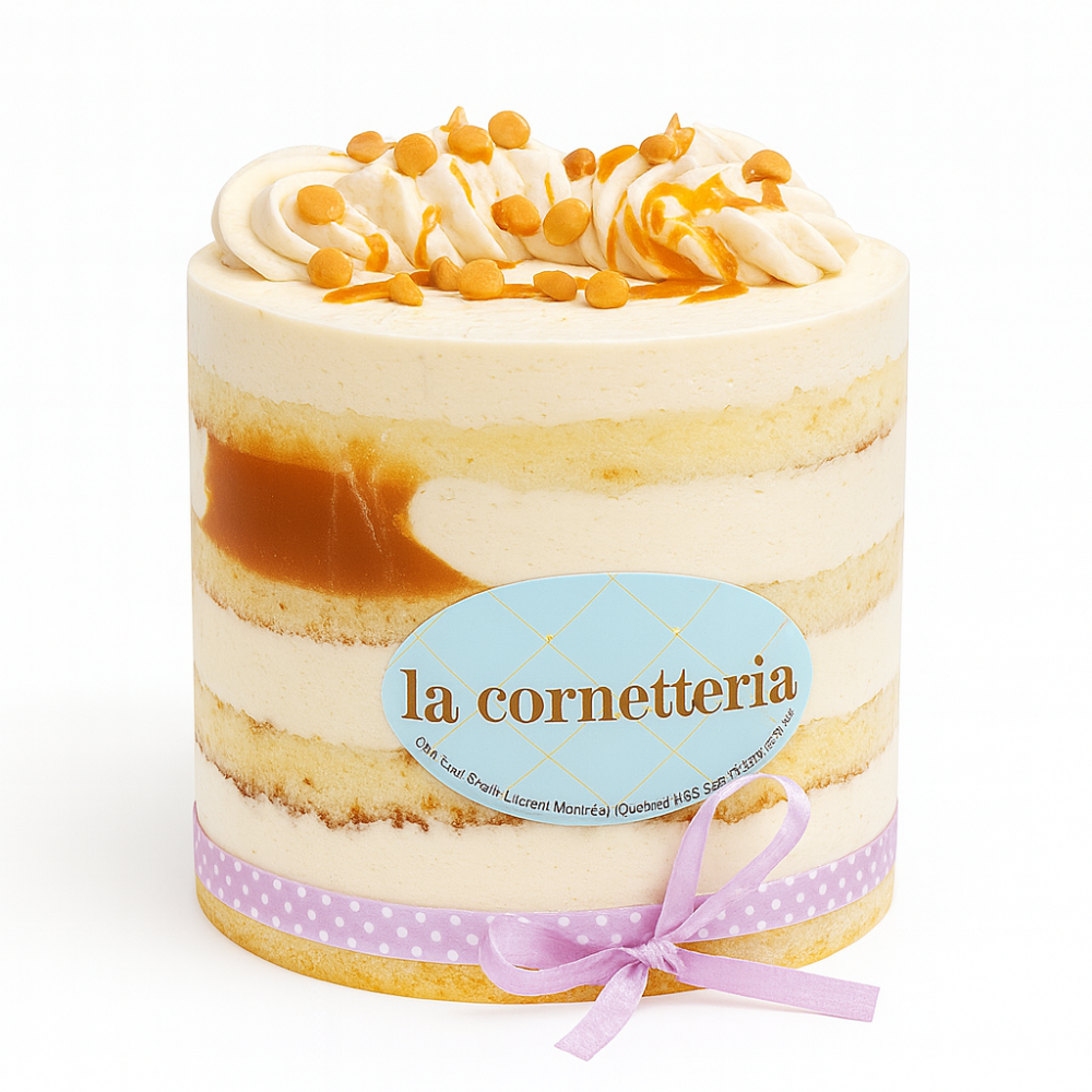 Gâteau caramel salé 9″ – Moelleux nappé de caramel maison